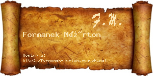 Formanek Márton névjegykártya