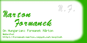 marton formanek business card