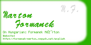 marton formanek business card